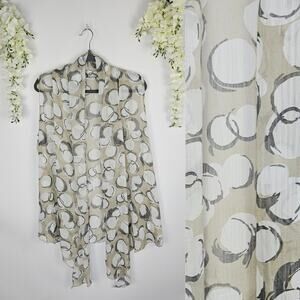 Susan Graver Sheer Open Front Lightweight Vest Large Abstract Circle Chic Artsy